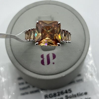 Bomb Party OG Ring "Shimmering Solstice" RG82645 Smokey Topaz/ Rhodium Size 7 - Image 1 of 2