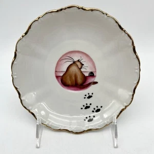 VINTAGE Seltmann Weiden Bavaria W. Germany Plate Hand Painted Cat Mouse Signed - Picture 1 of 5