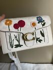 ?? Coach Tabby Chain Clutch Chalk In Signature Canvas With Floral Embroidery