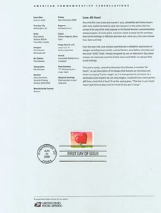 #0821 42c Love: All Heart #4270 Souvenir Page - Picture 1 of 1