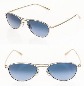 OLIVER PEOPLES 1245 THE ROW AERO LA Slim Titanium Gold Blue Sunglasses OV1245ST