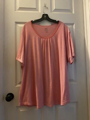 NWOT JMS Just My Size 5X (30/32) Striped Top  (Coral/White) - Image 1 of 3