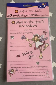 NEW PACK OF 20 PAPER INVITATIONS WITH ENVELOPES - BANG ON THE DOOR FAIRY GIRL - Picture 1 of 3