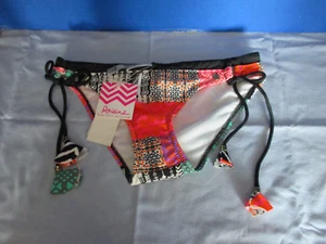 PASINS~Multicolor Patchwork PANTALONES DE BIKINI CUERDA ~Estilo A~Pequeño para mujer~NUEVO CON ETIQUETAS - Imagen 1 de 3
