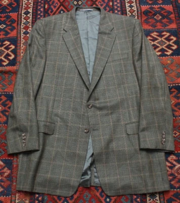 Hickey Freeman Blazer  48XL Wool Silk Glen CHeck Plaid 2 B - Image 1 of 4