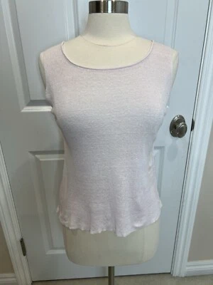 Eileen Fisher Petite Tank Top Women PM Soft Pink Linen Silk Coastal Quiet Luxury - Image 1 of 4
