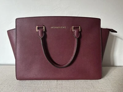 Michael Kors Burgundy Saffiano Leather Large Selma Satchel - Image 1 of 3