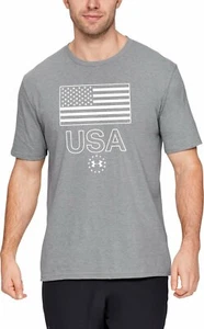 Under Armour Shirt, Men's Large, Gray, UA Freedom USA Flag, SS, New with Tags - Picture 1 of 1