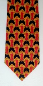 SALE Adolfo silk neck tie Italy black red gold 1980s - Picture 1 of 5