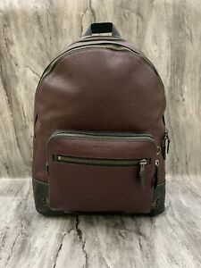 Coach West Maroon Pebble Leather Backpack Shoulder Travel Bag with Cut Outs