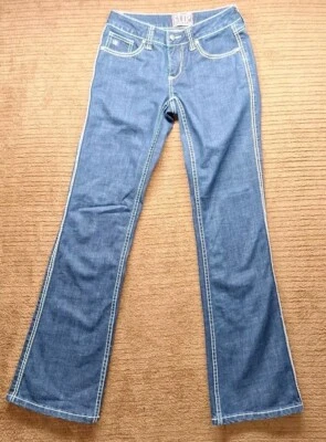 Cowgirl Up Jeans Women's 27 X 32 Dark Wash Heavy Stitch Embroidered Back  - Image 1 of 4