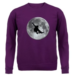 SkateBoarder Moon - Kids Hoodie / Sweater - Skater Skateboarding Skateboard Love - Picture 1 of 11