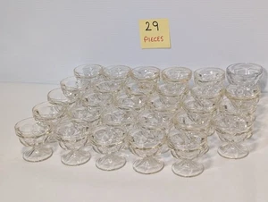 Lot of 29 Vintage Low Sherbet Clear Glass, Pedestal Ice Cream Bowl, 3" Diameter - Picture 1 of 10