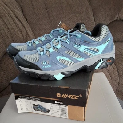 Hi-Tec Apex Low Waterproof CH80047W-LNL Womens Blue Suede/Mesh Hiking/shoe sz 11 - Image 1 of 4