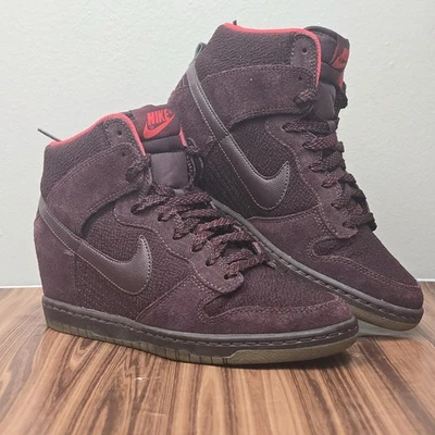 Nike Dunk Hidden Wedge Sky Hi Heel Shoe High Sneakers Size 6.5 Maroon 644877-601 - Image 1 of 4