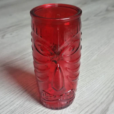 Guy Fieri American Kitchen and Bar Cancun Glass Tiki Mug Red Face Restaurant 7" - Image 1 of 4