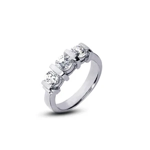 0.60ct F/SI1 Round Natural Certified Diamonds White Gold Classic Engagement Ring - Picture 1 of 4