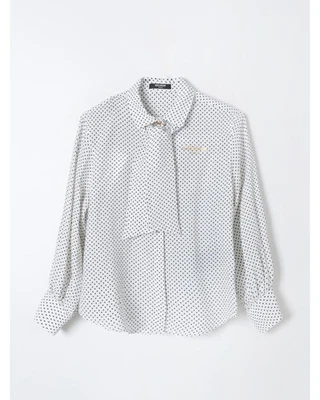 Balmain Silk TieNeck Blouse Triangle Print Kids Yellow Cream Shirts - Image 1 of 3