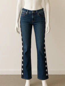 Jeans ajustados de tiro bajo lateral estrella Tommy Hilfiger de colección bordados denim Y2K talla 8 nuevos con etiquetas - Imagen 1 de 10