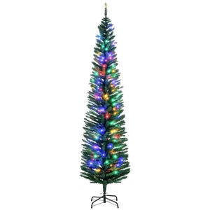 HOMCOM Albero di Natale a Matita 7' con Luci LED Colorate e Base in Acciaio - Foto 1 di 11