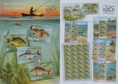Rumänien 2025 Fische,Barsch,Groppenbarsch,Äsche Mi.NEU — 第 1/2 张图片