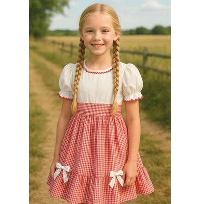 Винтажный 60-х годов платье ручной работы коттедж прерии крестьянский квадратный танец Western девочки размер 6 - Изображение 1 из 4