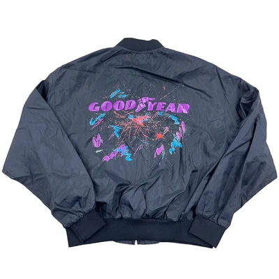 Chaqueta de Colección Goodyear Tires Hombres XL Negra Nylon Wind Bomber Sin Forro EE. UU. 80s 90s Foto 1 de 4