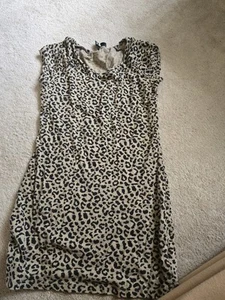 NEW YORK & CO hellbraun/schwarz LEOPARD Kurzarm Tunika TOP Gr. 6 - Bild 1 von 1