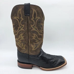 Justin Boots Mens Size 10.5 EE Black Brown Leather Cowboy Western Square Toe USA - Picture 1 of 12