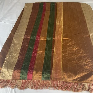 VTG Pier 1 Imports Sari Striped Patchwork Throw-60x50-Fringed-Boho-Colorful-EUC - Picture 1 of 6
