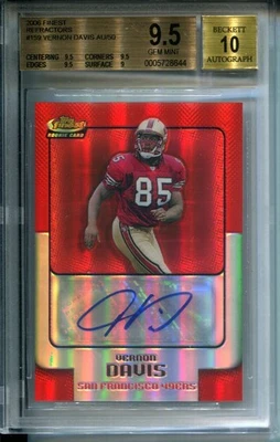 2006 Finest Refractor Vernon Davis #159 AUTO #50/50 BGS 9.5 - Image 1 of 2