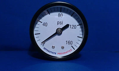 Air Compressor Pressure Gauge 1/8" Brass NPT Back Mount 160 PSI 2" Black Case  - Image 1 of 4
