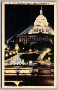 Postcard Washington DC c1947 U.S. Capitol and Plaza by Night  - Picture 1 of 2