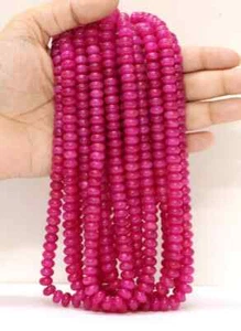 Beautiful Hot Pink Chalcedony smooth rondelle Shape Beads, 15" 7-8mm smooth - Picture 1 of 8