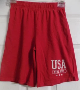 Boy's Red Cotton Elastic Waist Shorts Size 8 USA Athletic Dept Themed - Picture 1 of 4