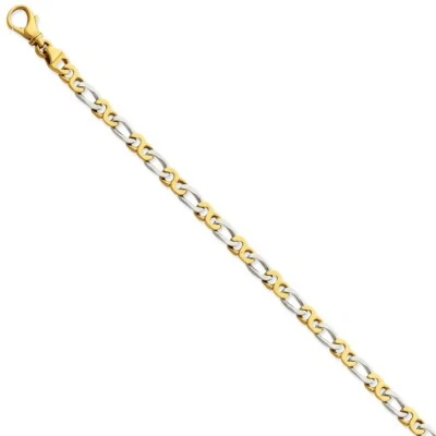 14k 14kt Two-tone  4.8mm Polished Fancy Link Bracelet 8 inch Lobster - Image 1 of 2