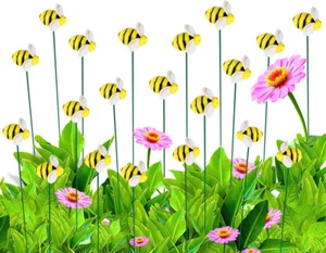 Bee Garden Stakes Decor, Metal Plant Garden Decor Yard Art, Cute Bee Design Deco - Picture 1 of 7