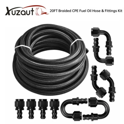 20ft 4/6/8/10/12AN Braided CPE Fuel Oil Line & 10PCS Push Lock Hose Fittings Kit - Image 1 of 4