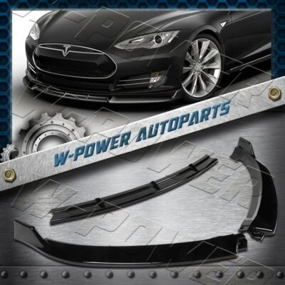 Окрашенный в черный цвет для 2012-2016 Tesla Model S V2 передний бампер спойлер кромки набор 3 шт. - Изображение 1 из 4