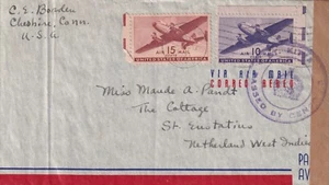 1942 Cheshire, CT to St Eustatius, Netherlands West Indies, Airmail ... (C6177) - Picture 1 of 2