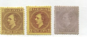 Sarawak 1871 -75 2 cents to 4 cents mint no gum as usual - Foto 1 di 1