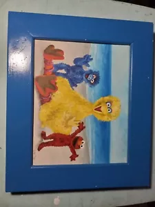 Originally Oil Painting Sesame Street Big Bird Elmo 10x8" - Picture 1 of 7
