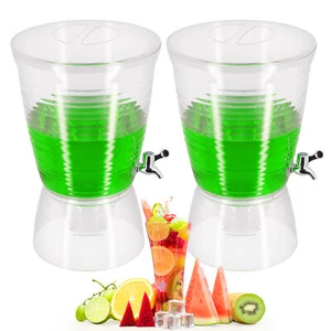 2Pcs Beverage Dispenser with Ice Box, Clear Drink Dispenser, Juice Dispenser US - Picture 1 of 13