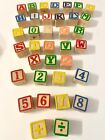 Huge Lot Vintage Wood Blocks All Letters with Sesame Street and pictures numbers