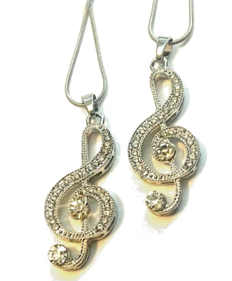 Lote de 2 NUEVO Collar Banda Orquesta Nota Musical Estrás Foto 1 de 3