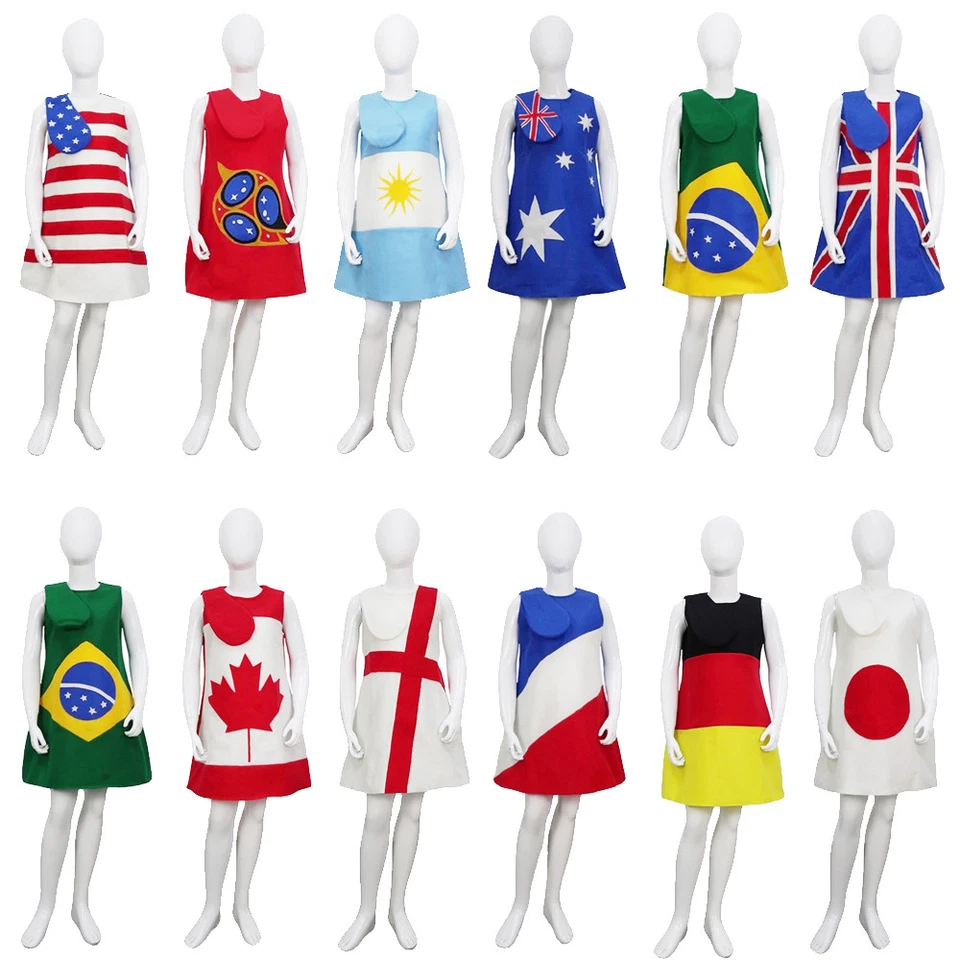 Mini vestido sin mangas con banderas nacionales de la Copa Mundial para niñas Foto 1 de 4