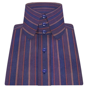 Camisa de vestir preppy a rayas azul marino vintage de los años 30 cuello redondo alto centavo - Imagen 1 de 9