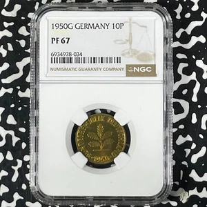 1950-G West Germany 10 Pfennig NGC PR67 Lot#G9938 Proof! 1,800 Minted - Picture 1 of 3