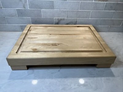 Cutting Board Chopping Block 16x12 inch  Wooden with juice groove Raised Feet - Image 1 of 4