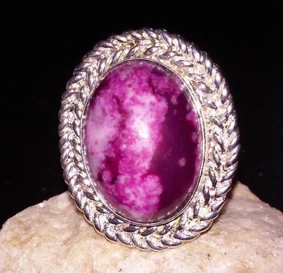 Purple Cobra Jasper Braid Design Silver Plated Ring - 12.6 grams - Image 1 of 4